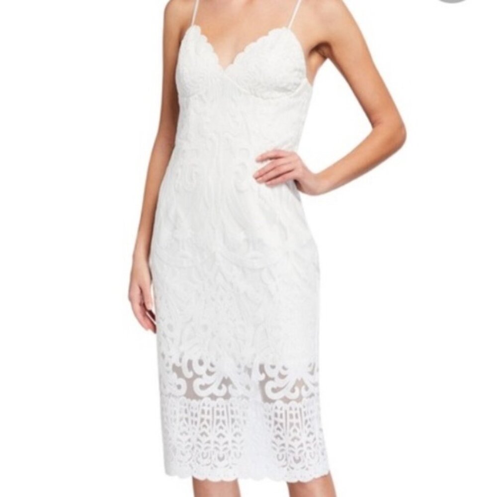 Bardot Lace Dress 6 Medium White Midi